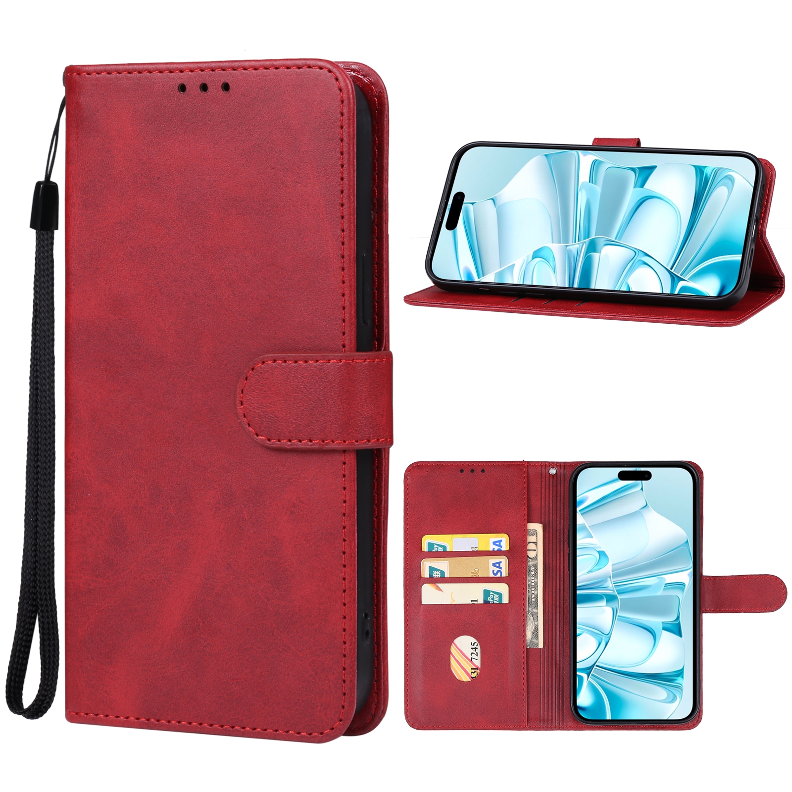 For iPhone 16 Leather Phone Case(Red) - Shopkiz.com