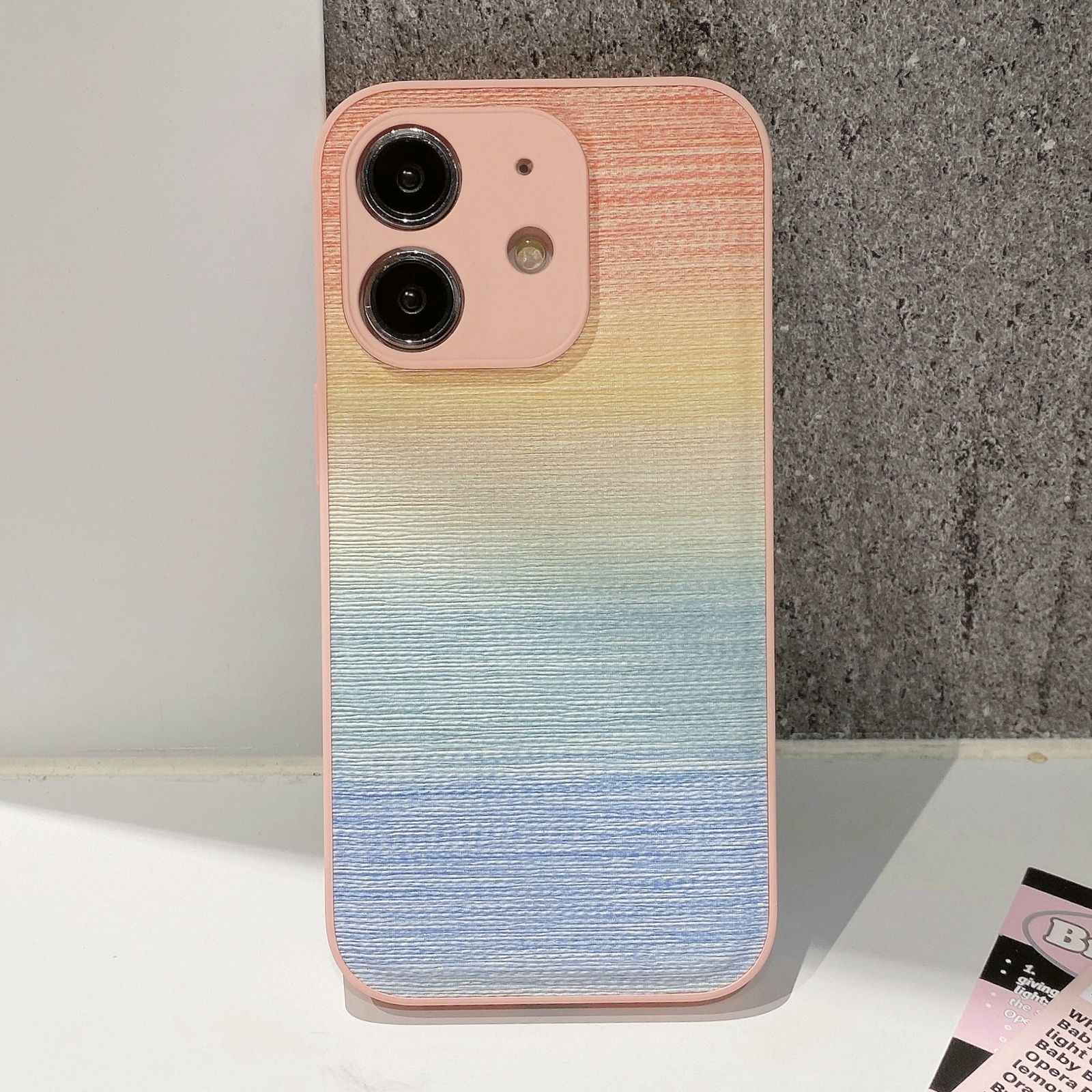 For iPhone 12 PU Coated PC Hybrid TPU Phone Case(Gradient Pink) - Shopkiz.com