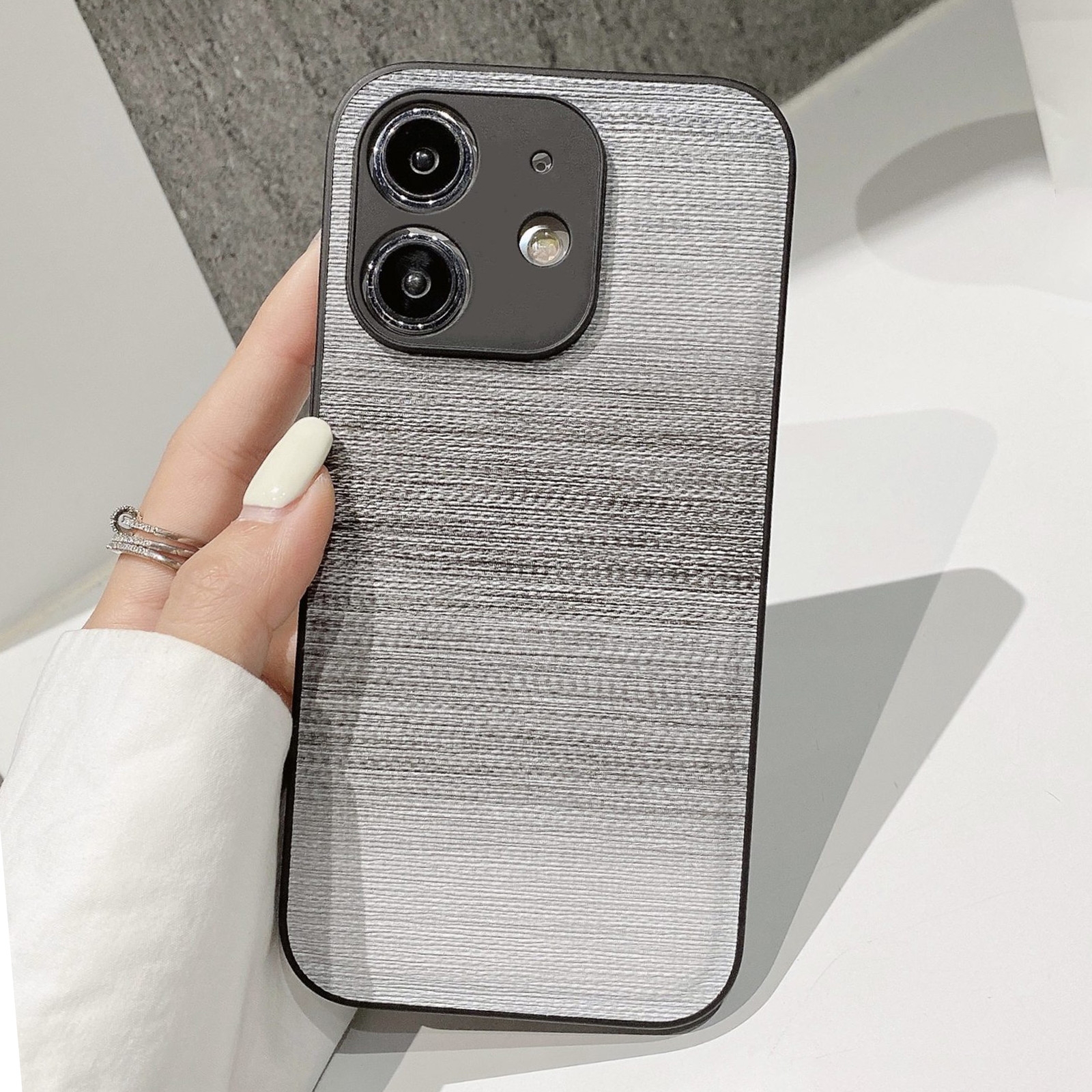 For iPhone 11 PU Coated PC Hybrid TPU Phone Case(Gradient Black) - Shopkiz.com