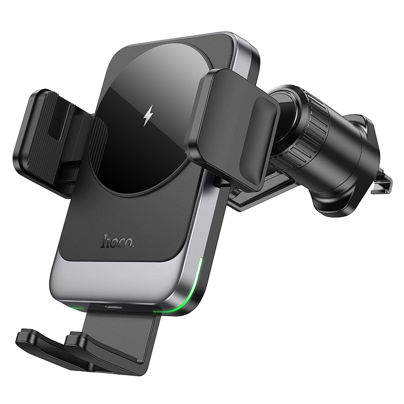 hoco HW13 Speed Wireless Fast Charging Car Air Outlet Holder(Metal Black) - Shopkiz.com