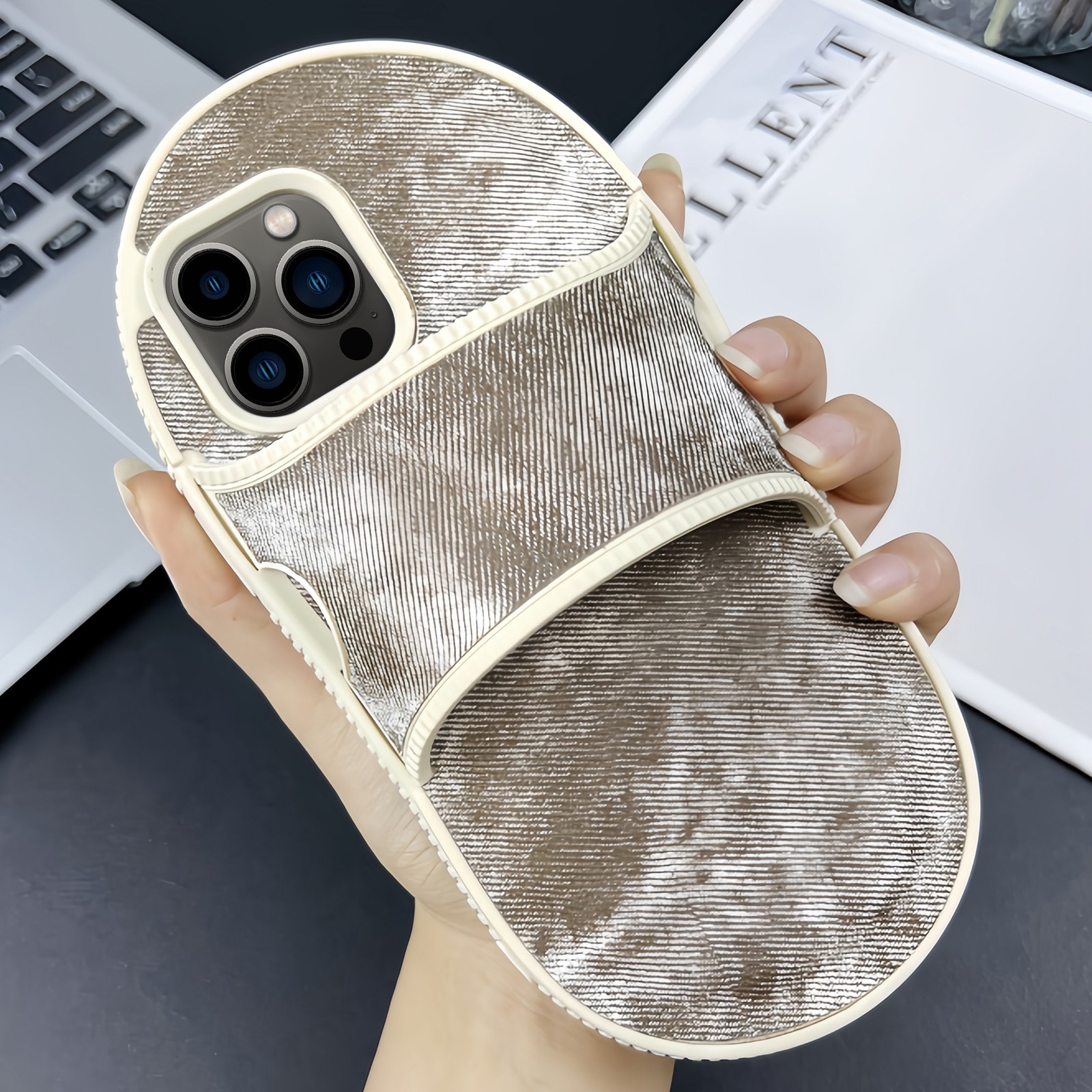 For iPhone 13 Pro Creative Denim Slipper Design TPU Phone Case(Grey) - Shopkiz.com