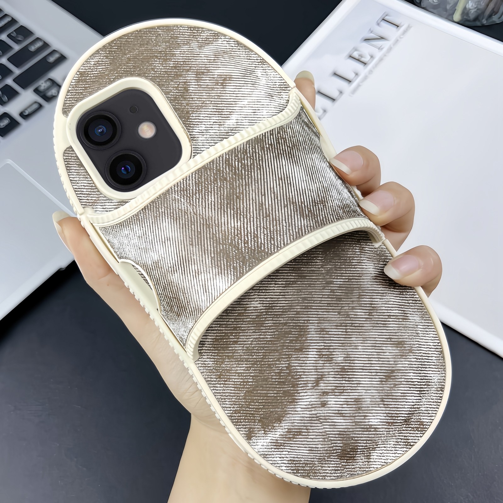 For iPhone 12 Creative Denim Slipper Design TPU Phone Case(Grey) - Shopkiz.com