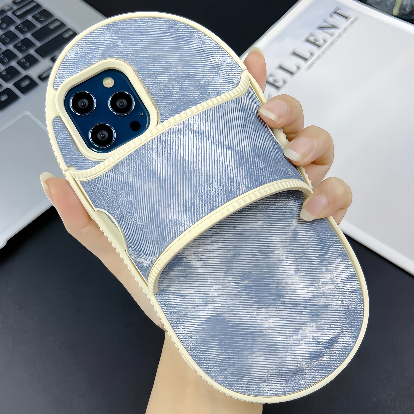 For iPhone 12 Pro Max Creative Denim Slipper Design TPU Phone Case(Blue) - Shopkiz.com