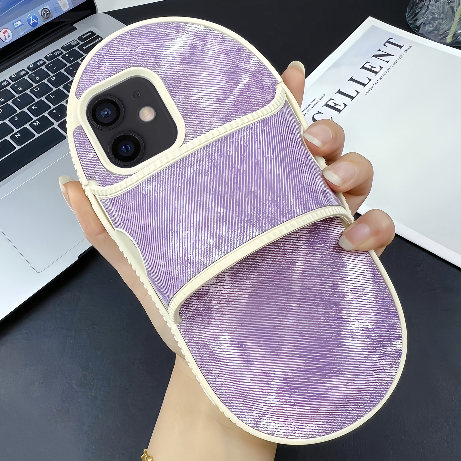 For iPhone 11 Creative Denim Slipper Design TPU Phone Case(Pink Purple) - Shopkiz.com