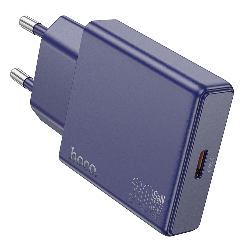 hoco N44 Biscuit PD30W Single Port Type-C Charger, EU Plug(Blue) - Shopkiz.com