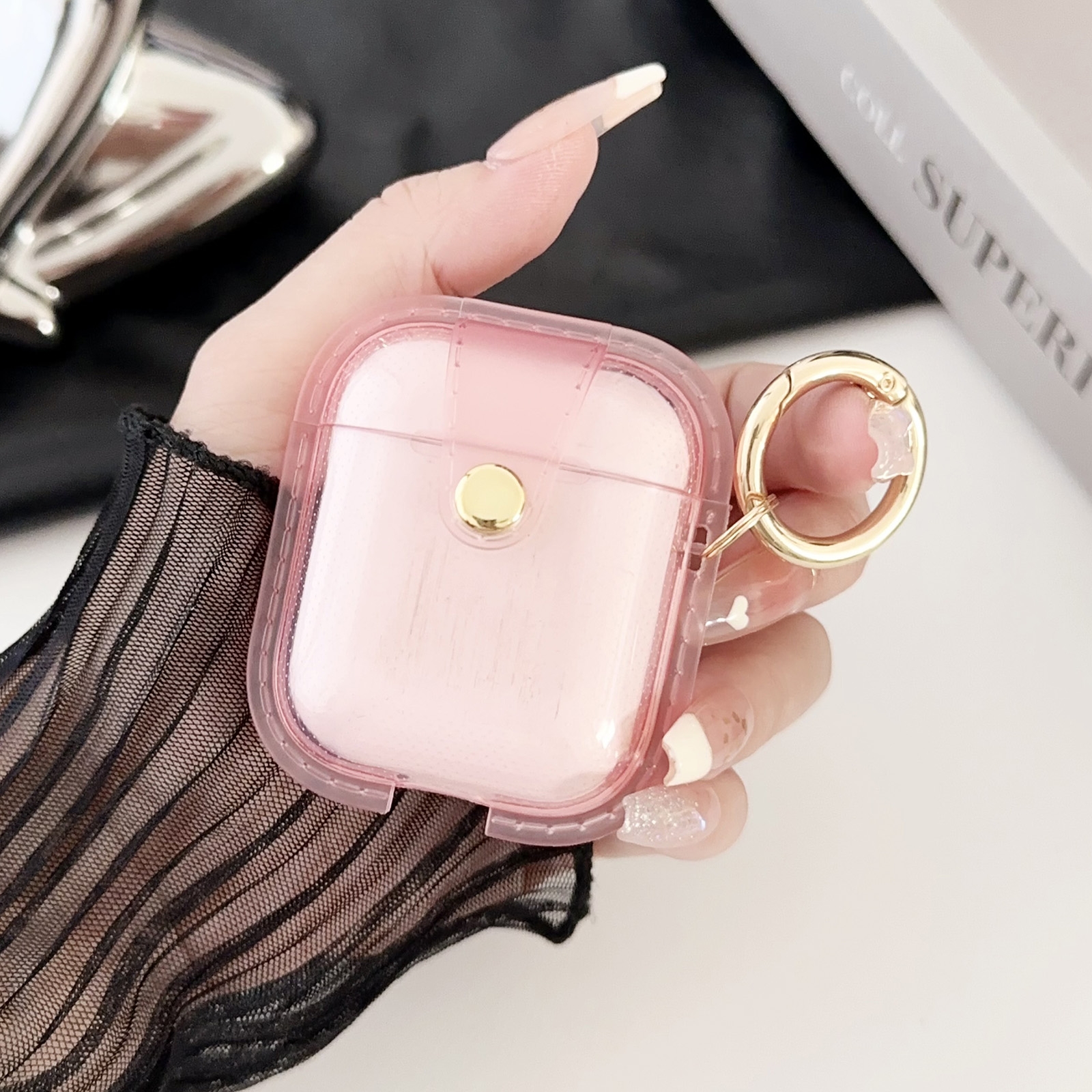 For AirPods 1 / 2 Magnetic Clear Armor TPU TWS Earphone Cover(Pink) - Shopkiz.com