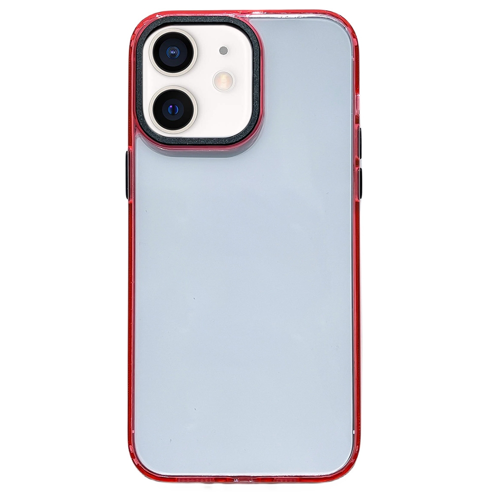 For iPhone 12 2 in 1 Acrylic Transparent Shockproof Phone Case(Red) - Shopkiz.com