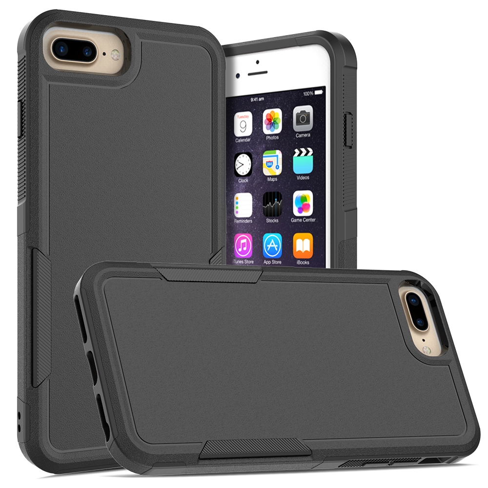 For iPhone 8 Plus / 7 Plus / 6 Plus 2 in 1 PC + TPU Phone Case(Black) - Shopkiz.com