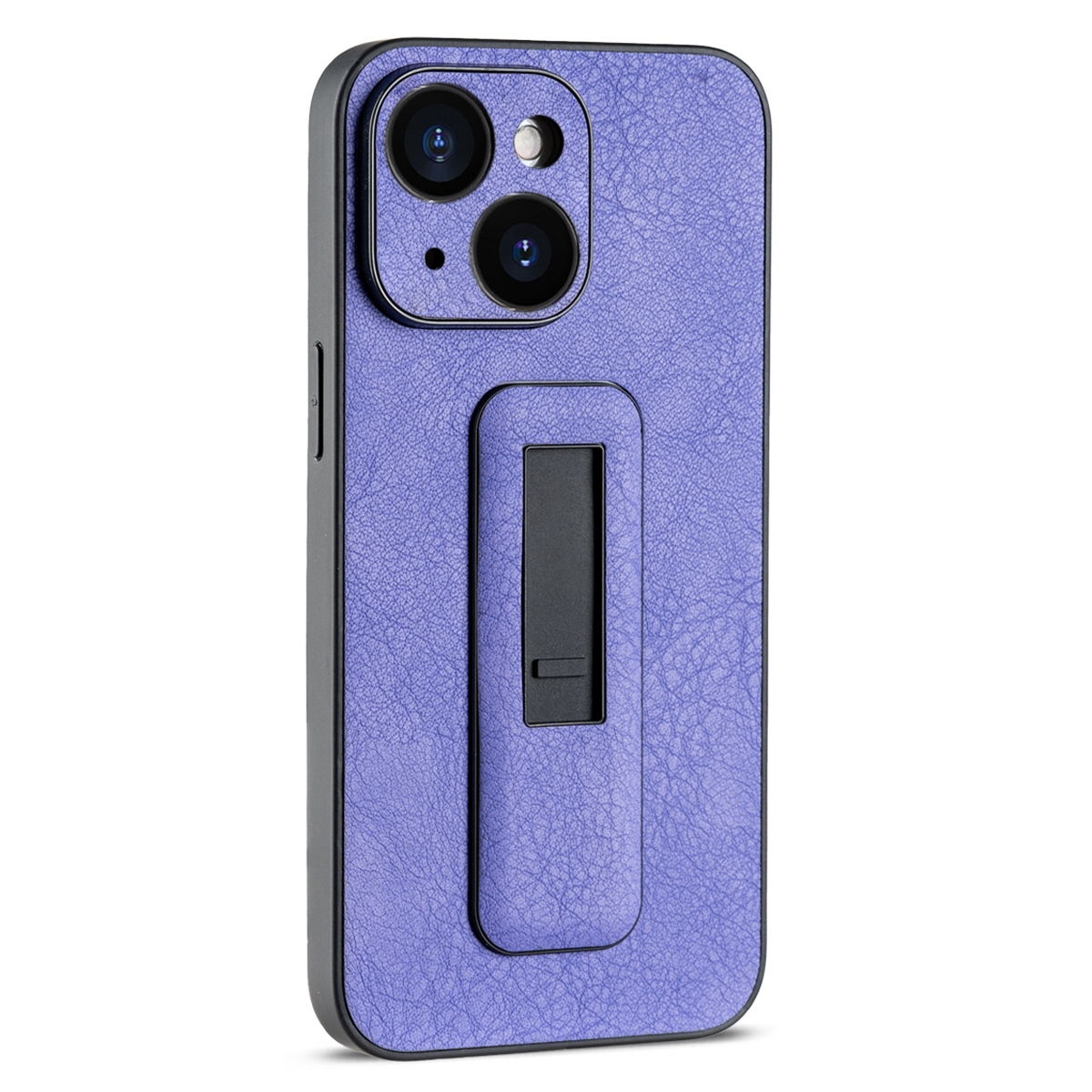 For iPhone 15 Plus PU Leather Push-pull Bracket Shockproof Phone Case(Purple) - Shopkiz.com