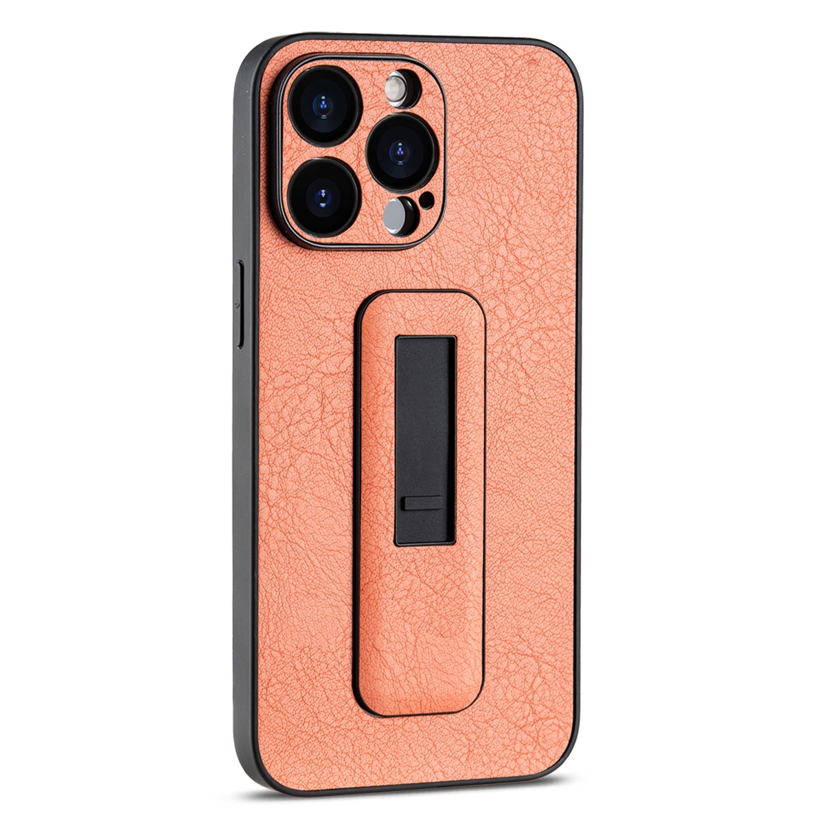 For iPhone 15 Pro PU Leather Push-pull Bracket Shockproof Phone Case(Orange) - Shopkiz.com