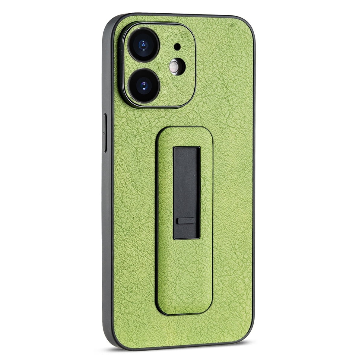 For iPhone 12 PU Leather Push-pull Bracket Shockproof Phone Case(Green) - Shopkiz.com