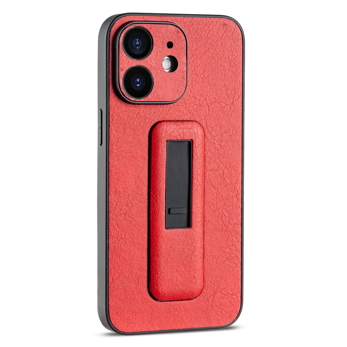 For iPhone 12 PU Leather Push-pull Bracket Shockproof Phone Case(Red) - Shopkiz.com