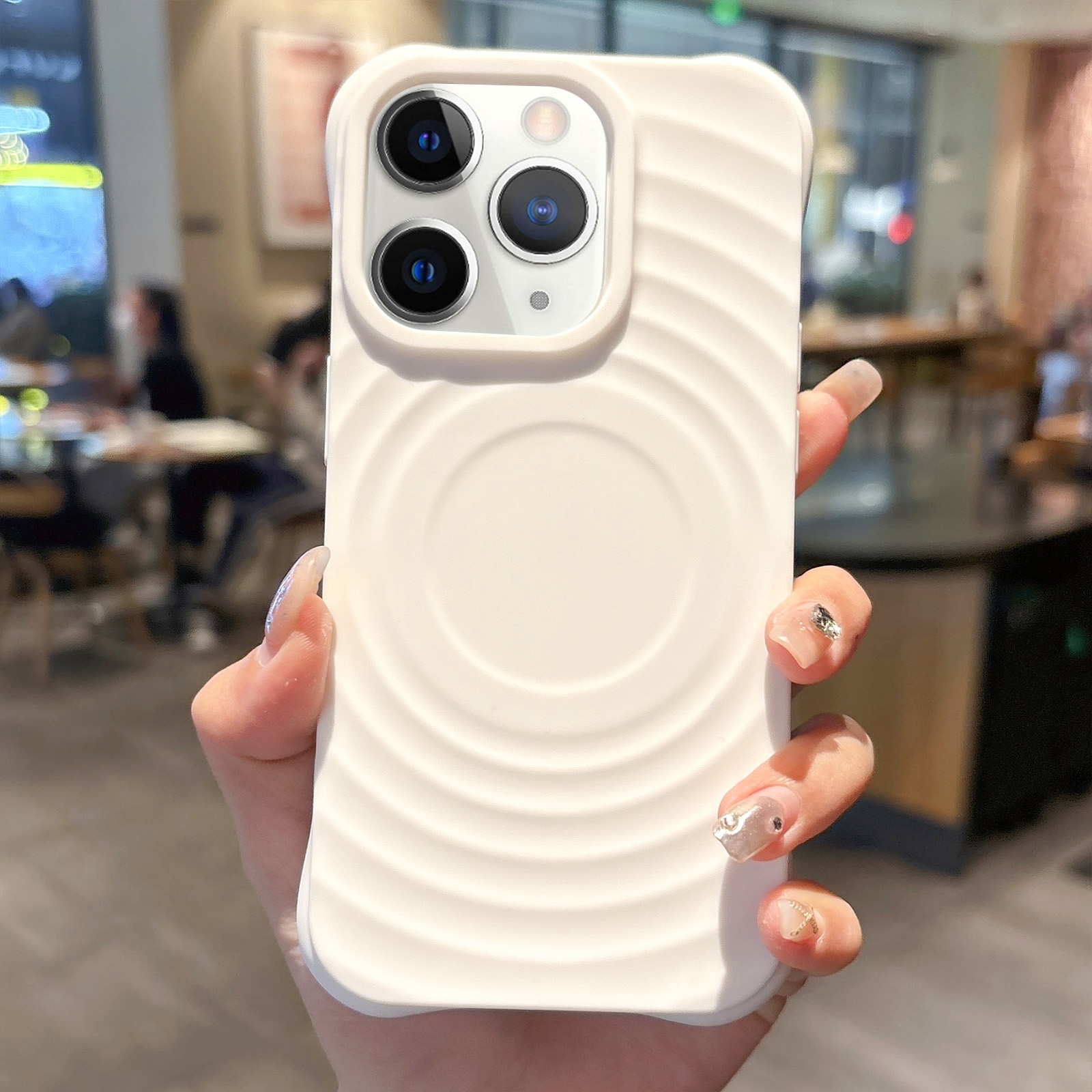 For iPhone 11 Pro MagSafe Magnetic Ring Texture TPU Phone Case(White) - Shopkiz.com
