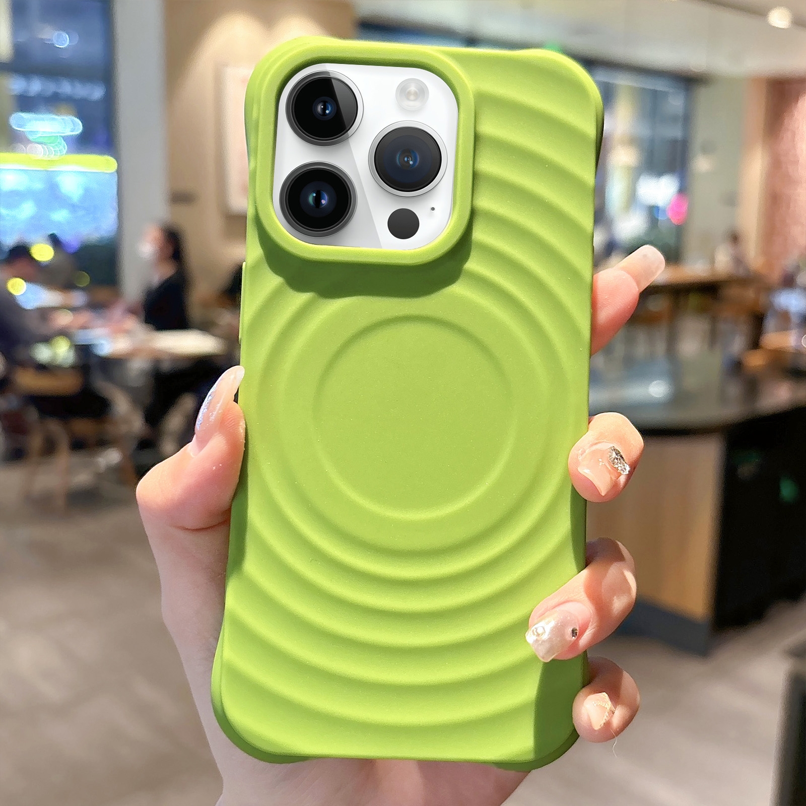 For iPhone 12 Pro Max MagSafe Magnetic Ring Texture TPU Phone Case(Green) - Shopkiz.com