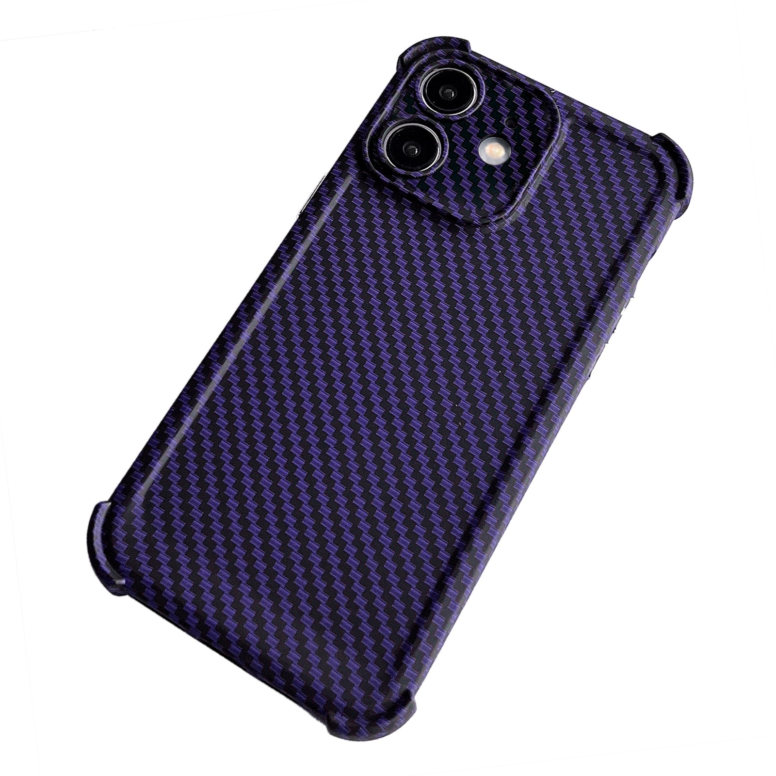 For iPhone 11 Carbon Fiber Four Corners Shockproof TPU Phone Case(Purple) - Shopkiz.com