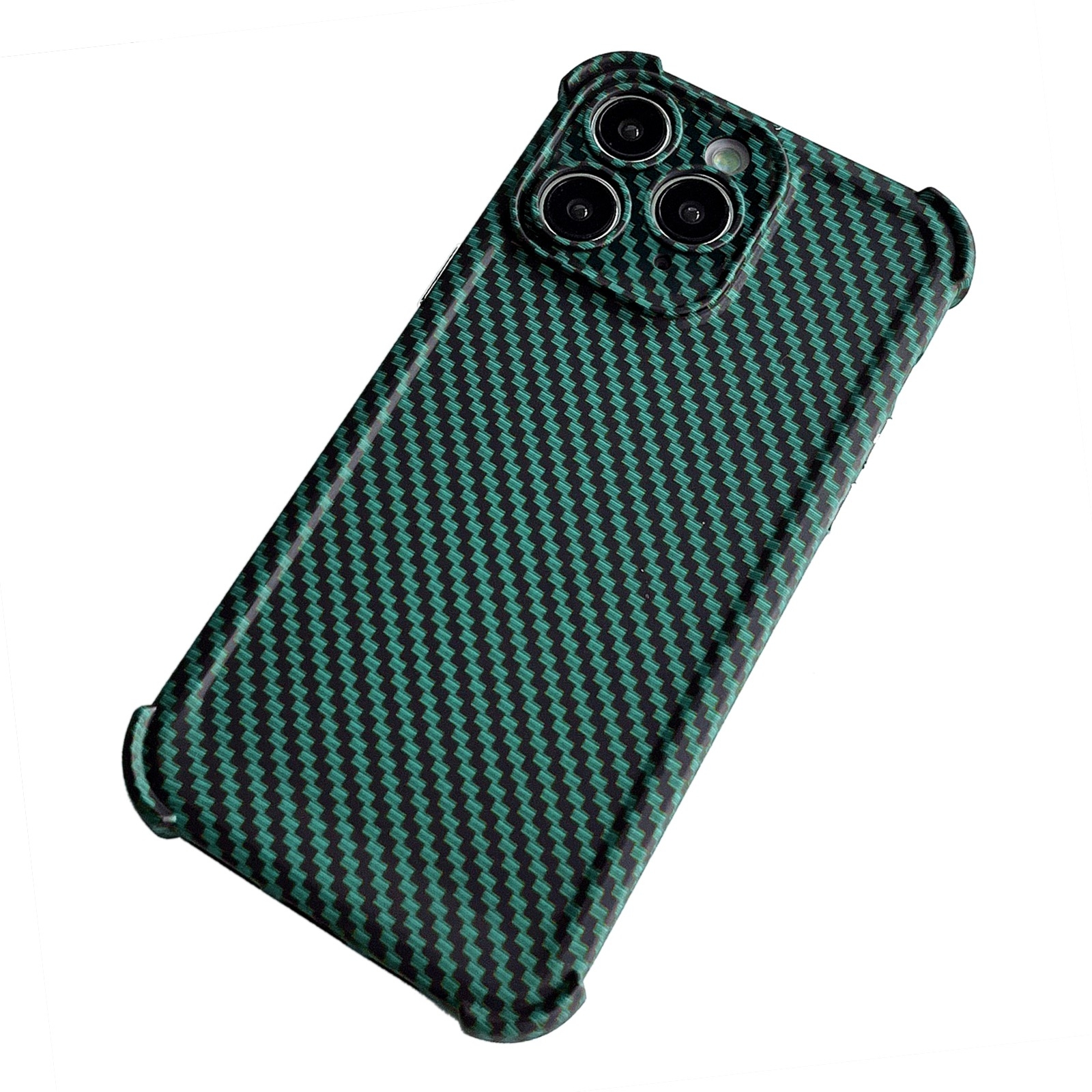 For iPhone 11 Pro Max Carbon Fiber Four Corners Shockproof TPU Phone Case(Dark Green) - Shopkiz.com