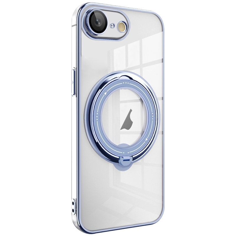 For iPhone SE 2022 / 2020 / 8 / 7 Electroplating MagSafe 360 Degree Rotation Holder Shockproof Phone Case(Blue) - Shopkiz.com