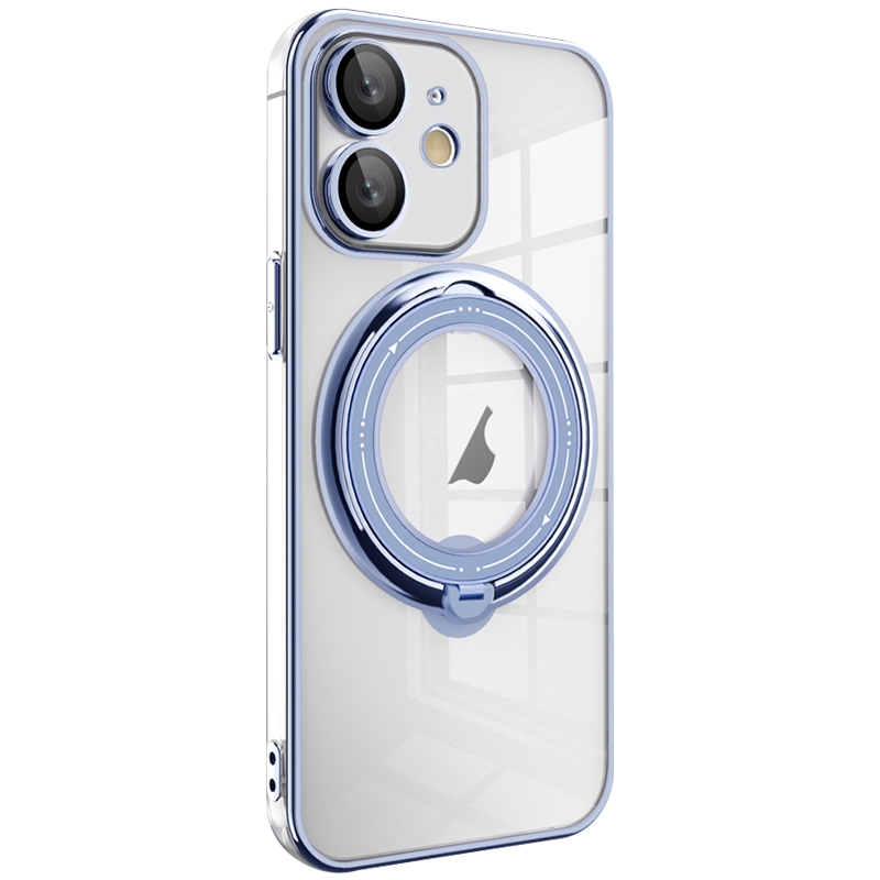 For iPhone 12 Electroplating MagSafe 360 Degree Rotation Holder Shockproof Phone Case(Blue) - Shopkiz.com