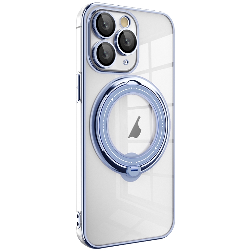 For iPhone 11 Pro Max Electroplating MagSafe 360 Degree Rotation Holder Shockproof Phone Case(Blue) - Shopkiz.com