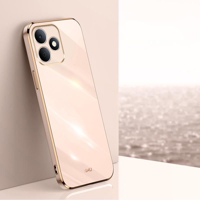 For Realme Note 80 4G XINLI Straight Edge 6D Electroplate TPU Phone Case(Pink) - Shopkiz.com