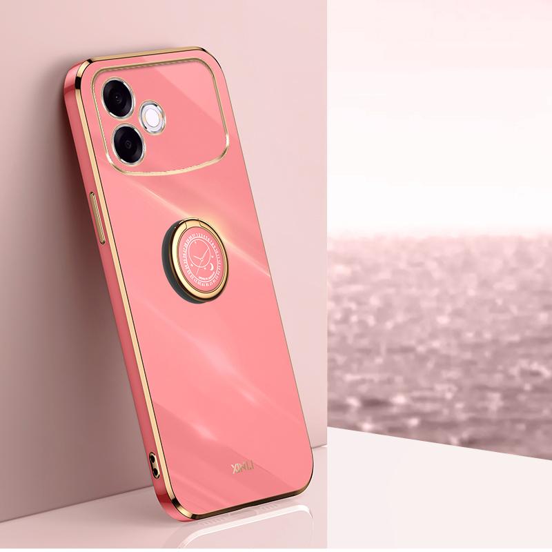 For OPPO A6s Pro 4G XINLI Straight Edge 6D Electroplate TPU Phone Case with Ring Holder(Hawthorn Red) - Shopkiz.com