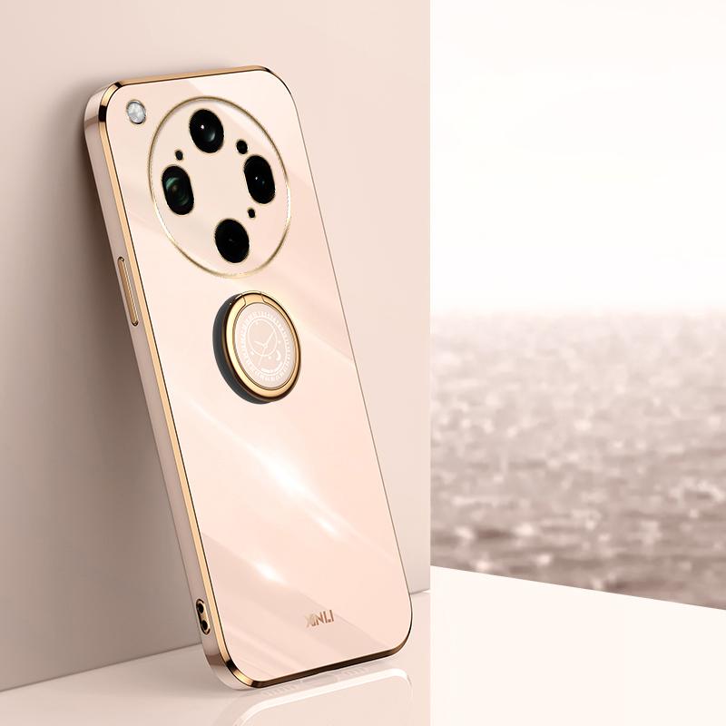 For OPPO Find X9 Ultra 5G XINLI Straight Edge 6D Electroplate TPU Phone Case with Ring Holder(Pink) - Shopkiz.com