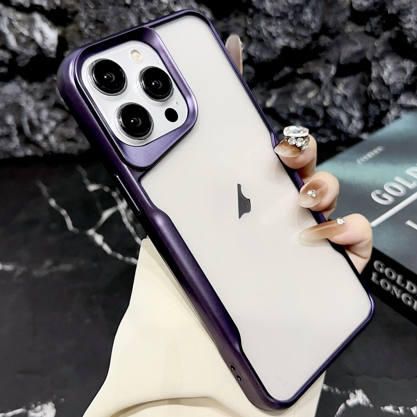For iPhone 15 Pro Blade Electroplating Frosted TPU Phone Case(Purple) - Shopkiz.com