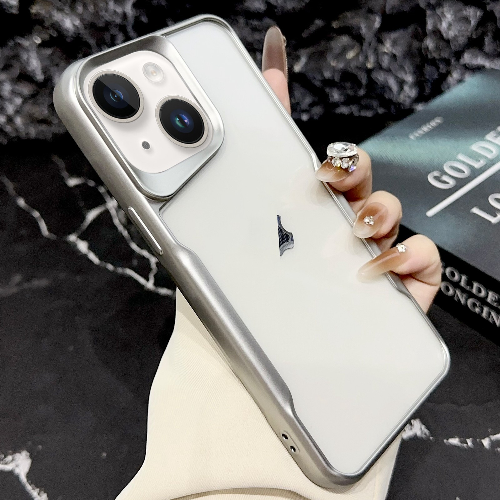 For iPhone 15 Plus Blade Electroplating Frosted TPU Phone Case(Silver) - Shopkiz.com