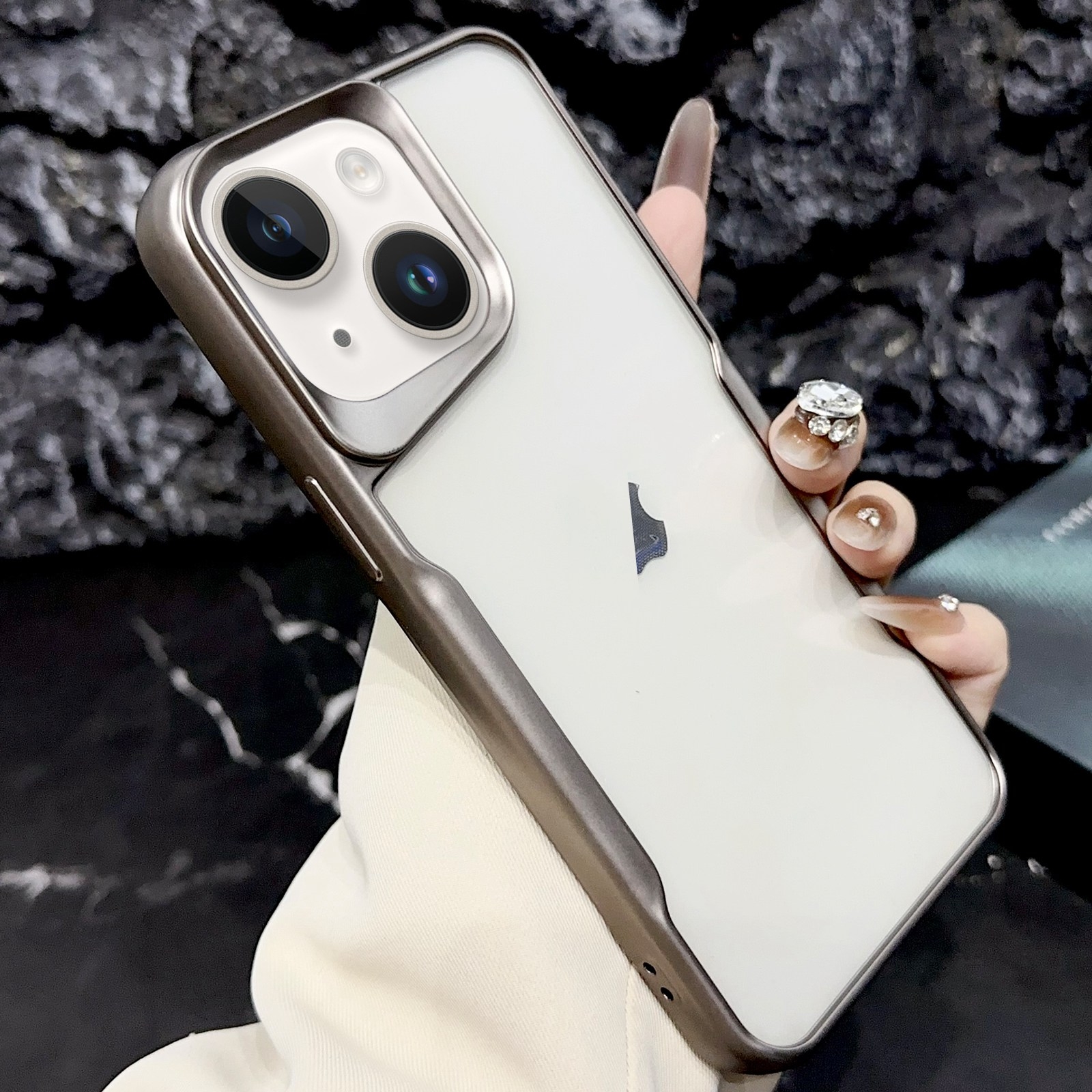 For iPhone 15 Plus Blade Electroplating Frosted TPU Phone Case(Gold) - Shopkiz.com