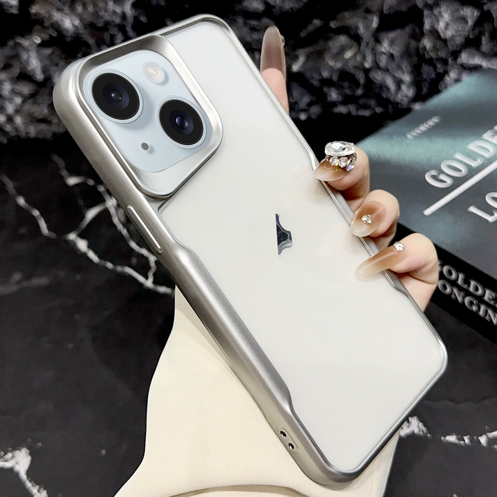 For iPhone 15 Blade Electroplating Frosted TPU Phone Case(Silver) - Shopkiz.com