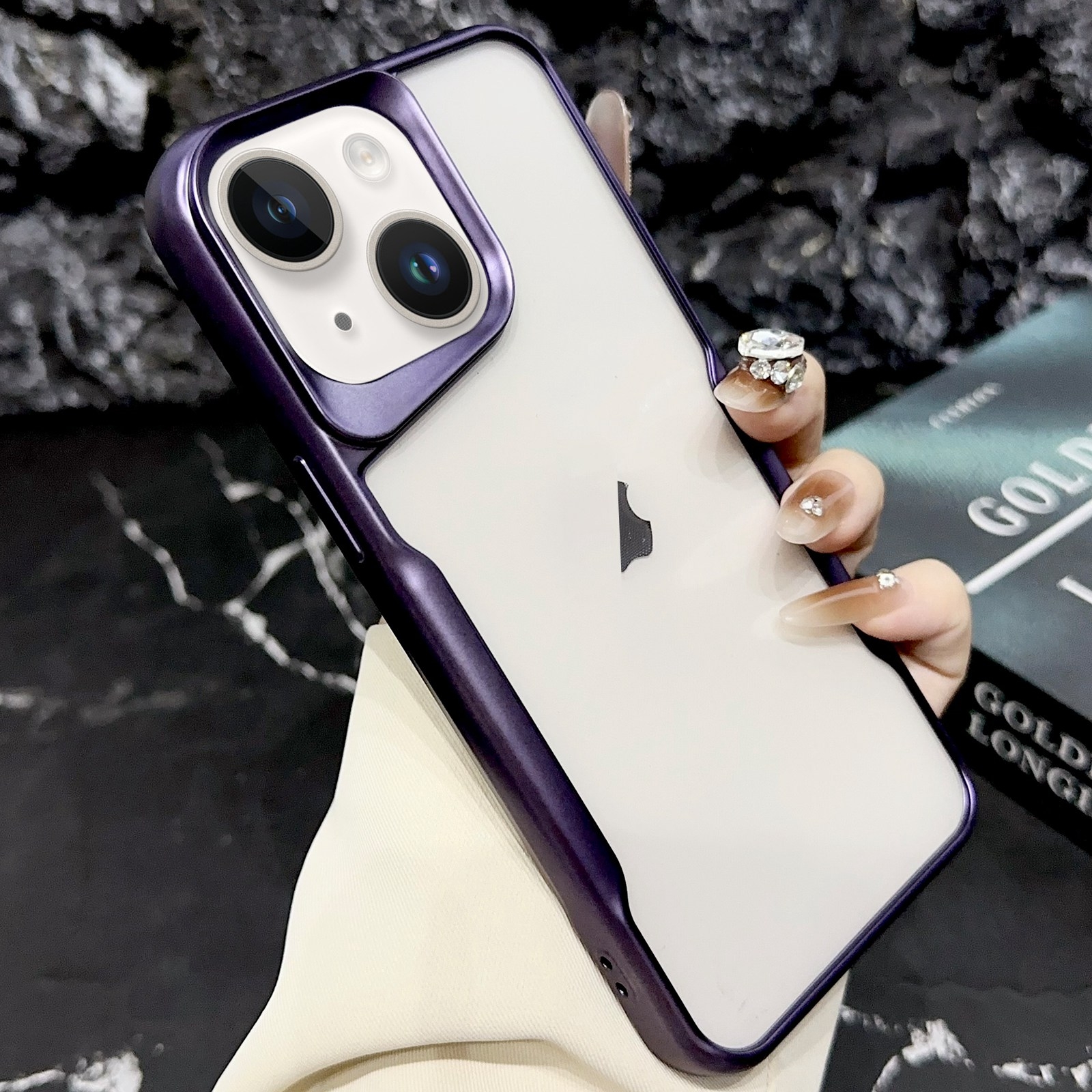 For iPhone 14 Blade Electroplating Frosted TPU Phone Case(Purple) - Shopkiz.com