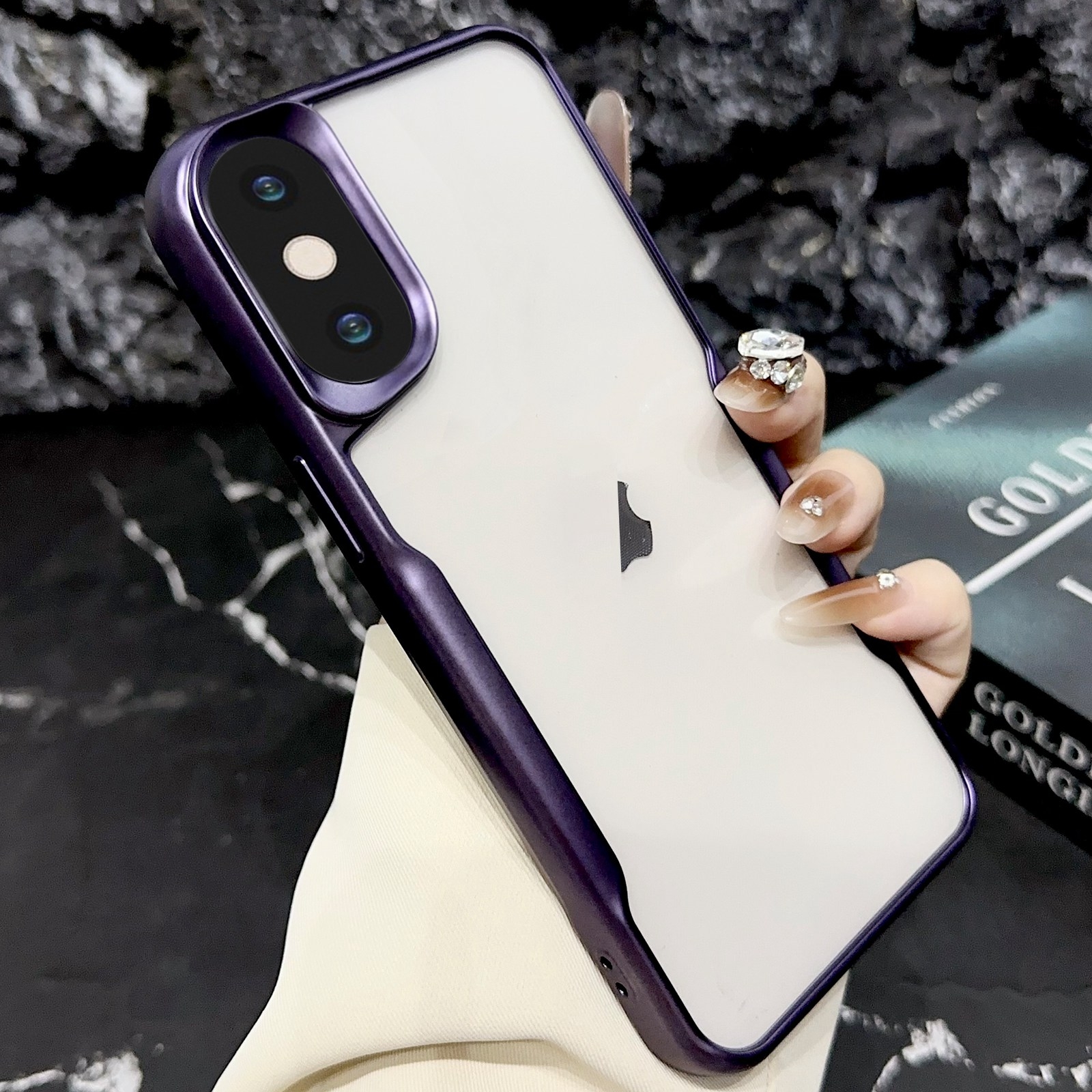 For iPhone X / XS Blade Electroplating Frosted TPU Phone Case(Purple) - Shopkiz.com
