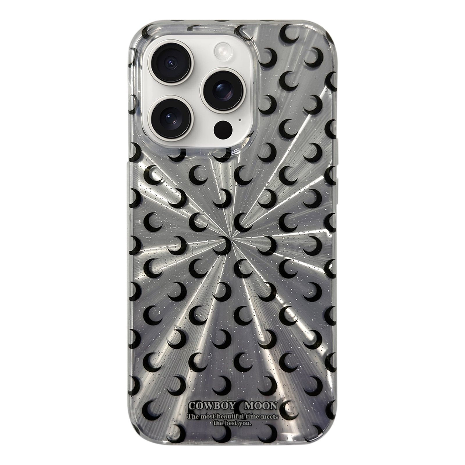 For iPhone 14 Pro Fireworks Moon Pattern Double-layer Acrylic+TPU Shockproof Phone Case(Moon) - Shopkiz.com