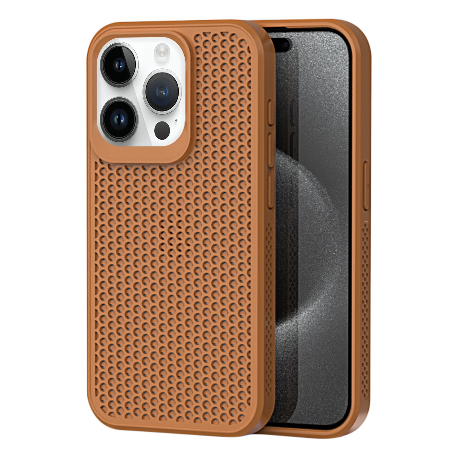For iPhone 15 Pro Max Heat Dissipation Phone Case(Brown) - Shopkiz.com