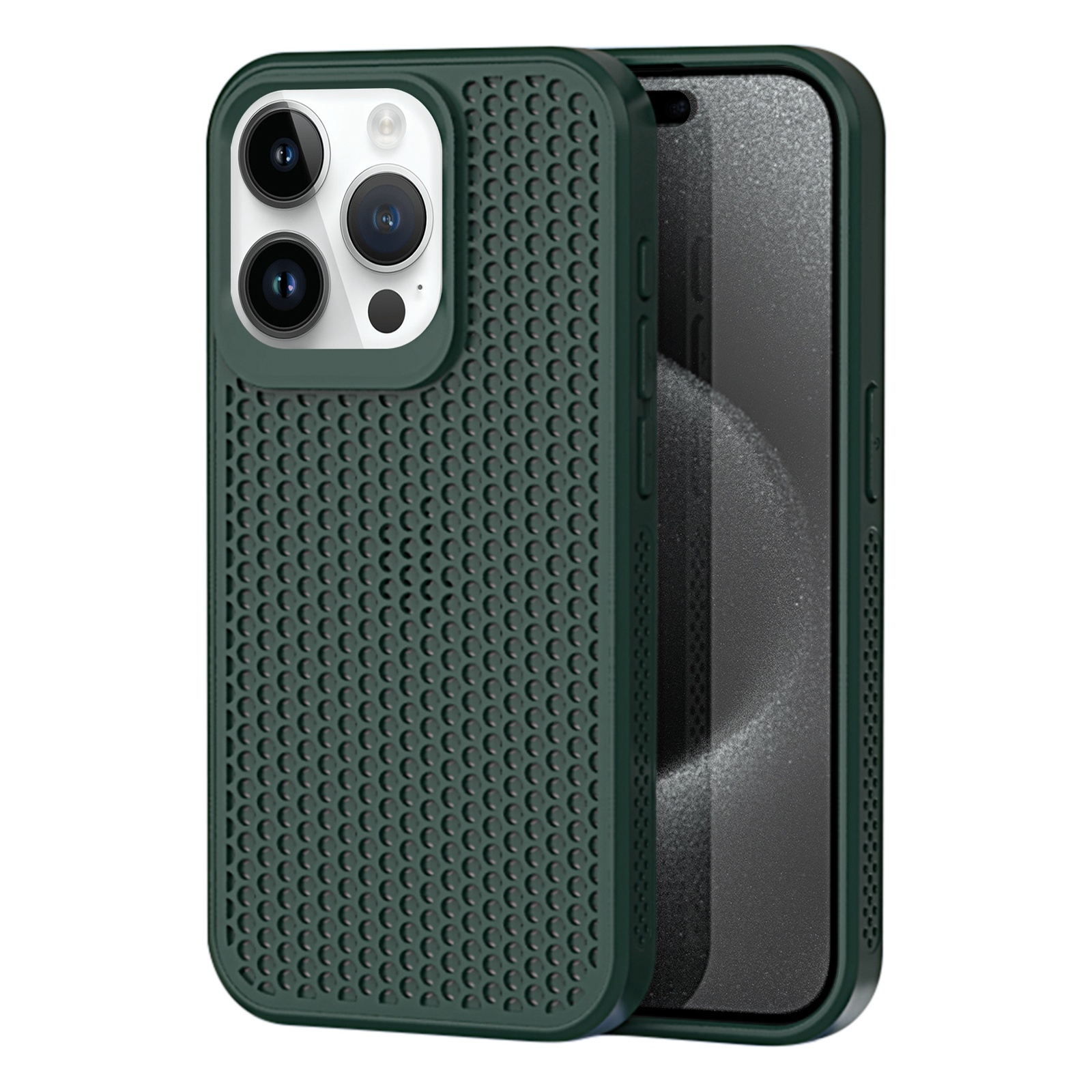 For iPhone 15 Pro Heat Dissipation Phone Case(Dark Green) - Shopkiz.com