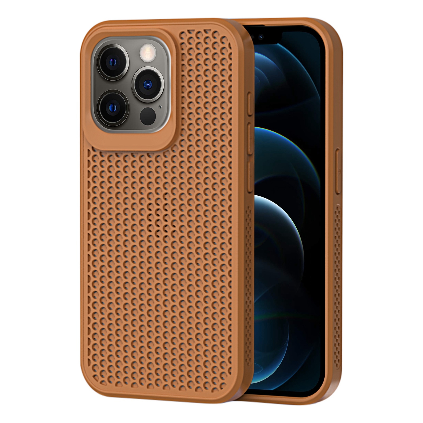 For iPhone 12 Pro Heat Dissipation Phone Case(Brown) - Shopkiz.com