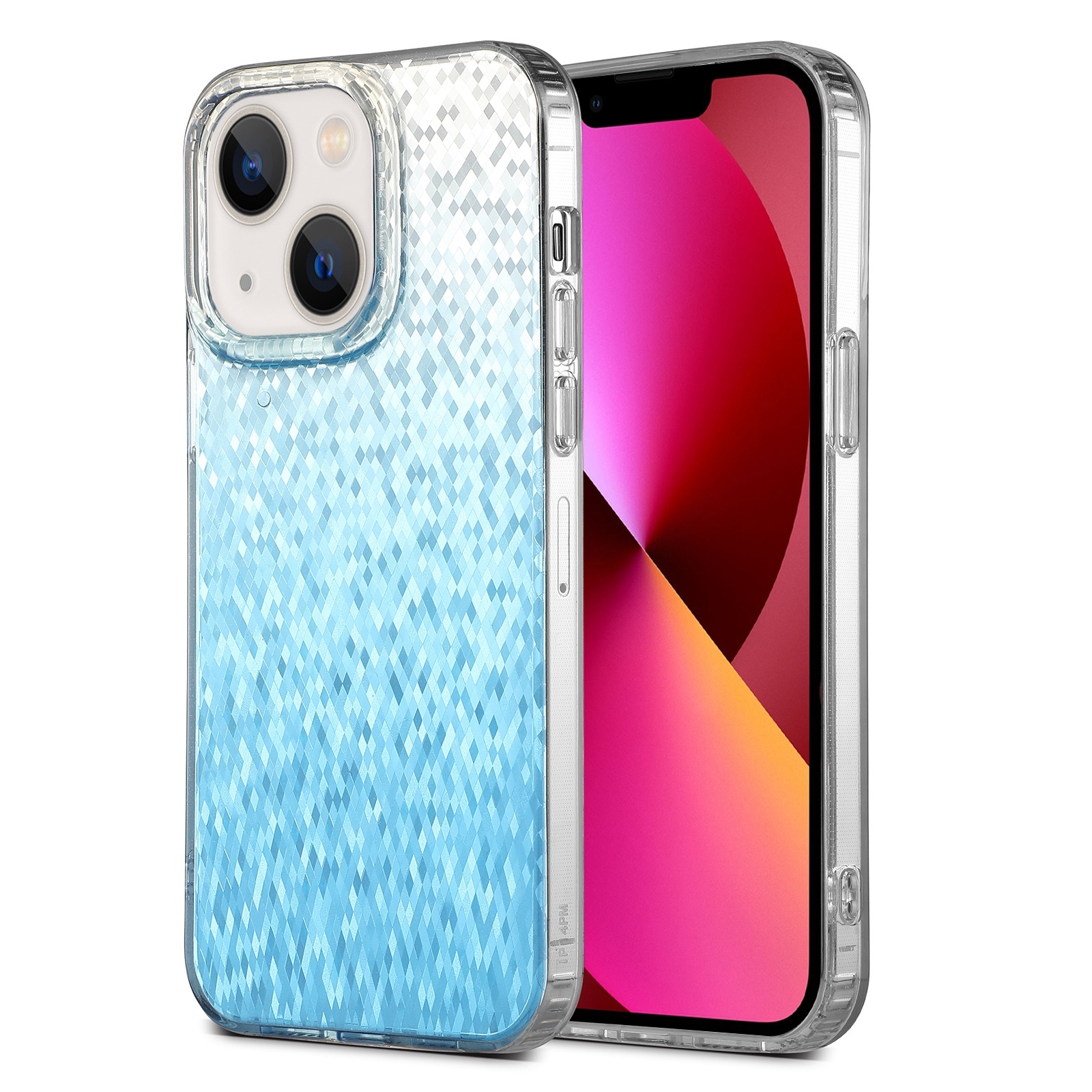 For iPhone 13 Dynamic Colorful Rhombus Diamond Series PC + TPU Phone Case(Blue) - Shopkiz.com