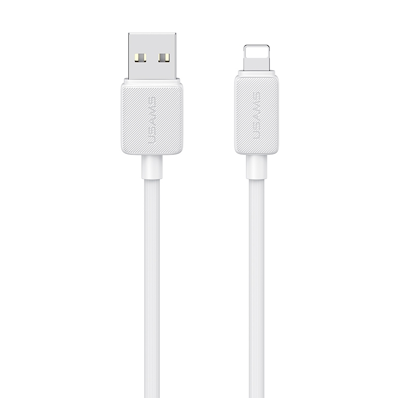 USAMS US-SJ694 USB to 8 Pin 2.4A Striped Fast Charge Data Cable, Length:2m(White) - Shopkiz.com
