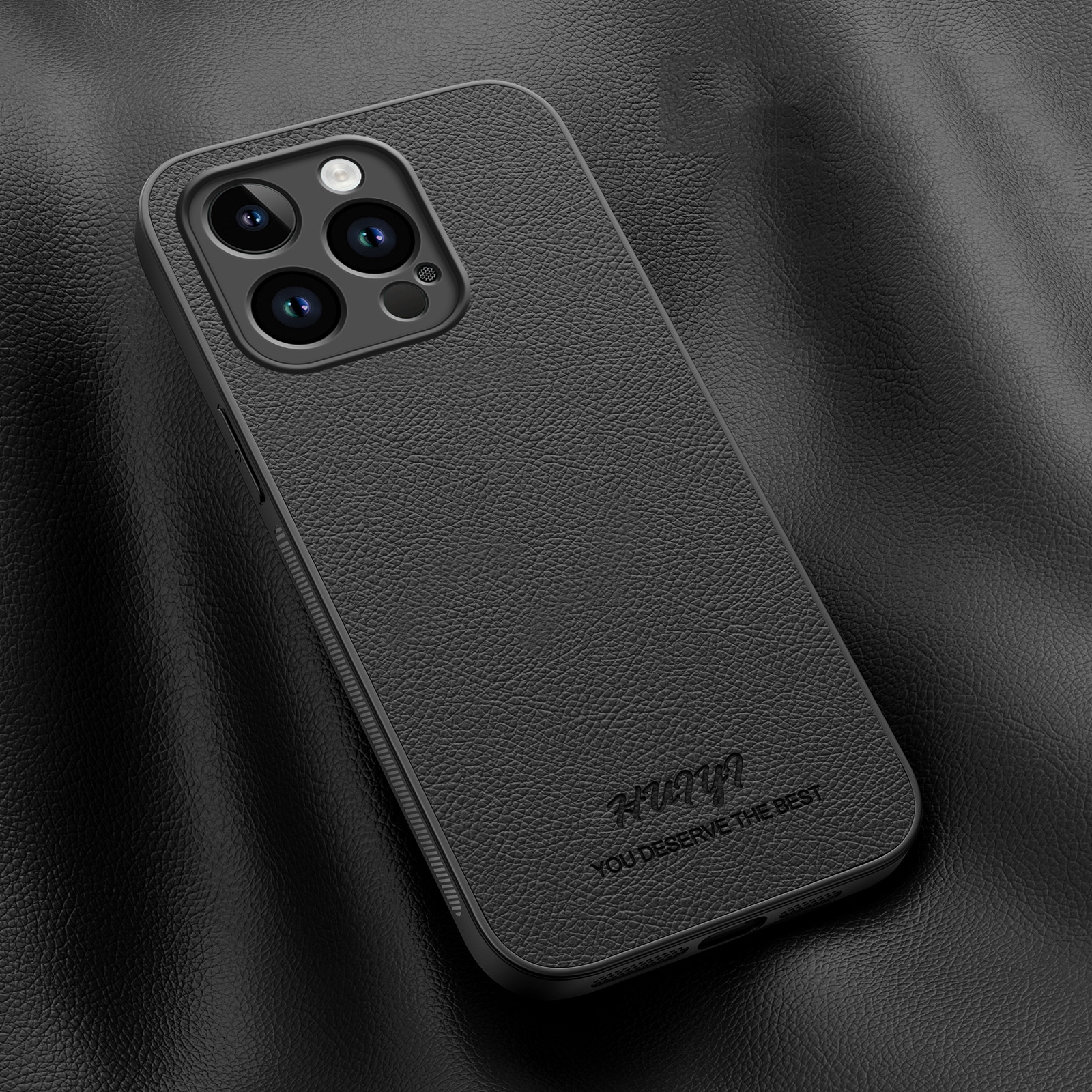 For iPhone 13 Pro HUIYI Leather Magnetic Phone Case(Black) - Shopkiz.com
