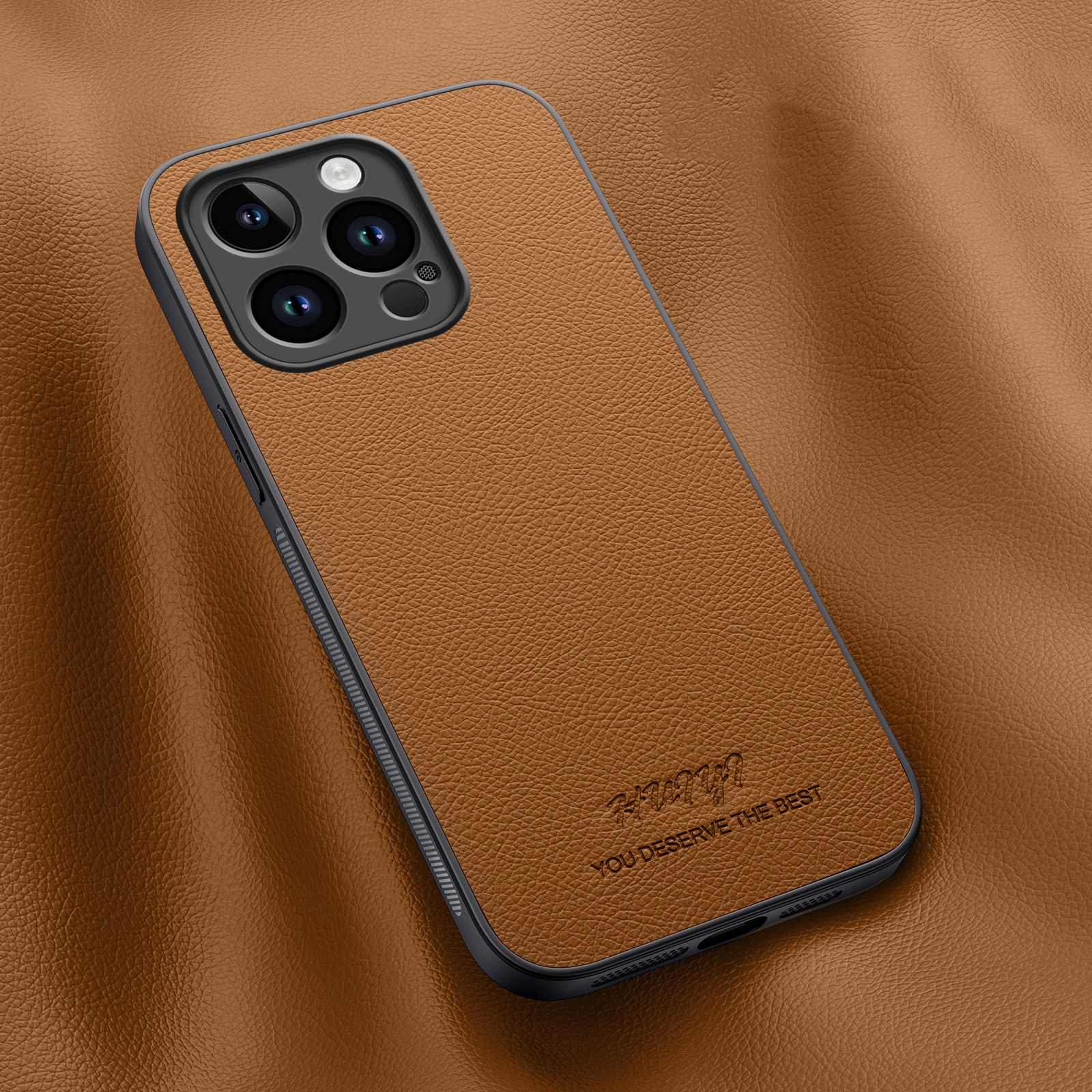For iPhone 13 Pro HUIYI Leather Magnetic Phone Case(Brown) - Shopkiz.com