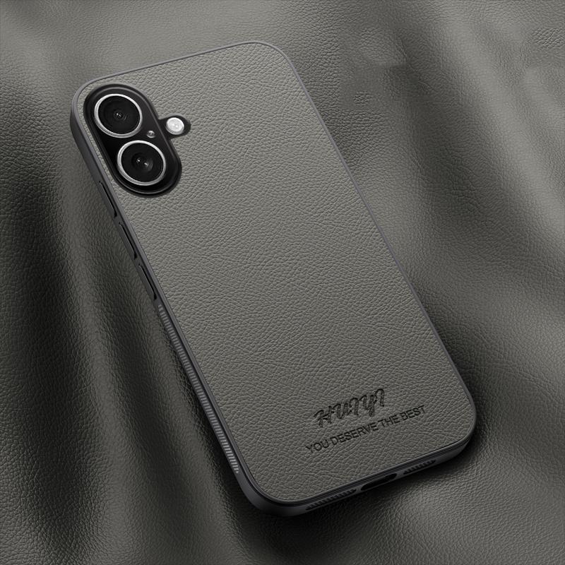 For iPhone 17 HUIYI Leather Magnetic Phone Case(Grey) - Shopkiz.com