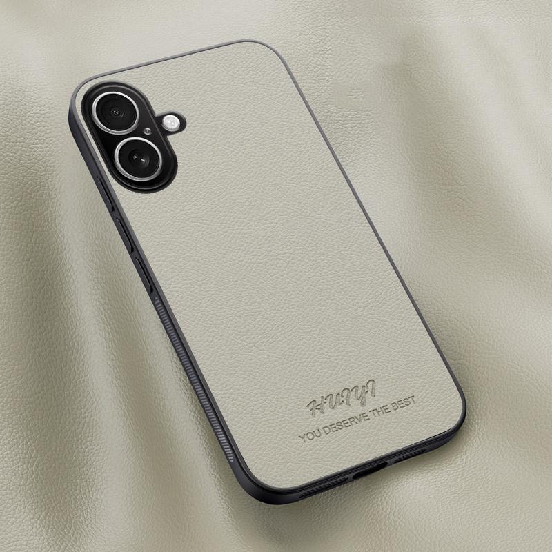 For iPhone 17 HUIYI Leather Magnetic Phone Case(White) - Shopkiz.com