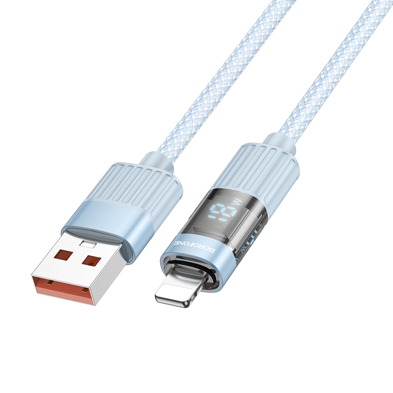 BOROFONE BU46 1.2m 2.4A USB to 8 Pin Basic Charging Data Cable with Display(Blue) - Shopkiz.com