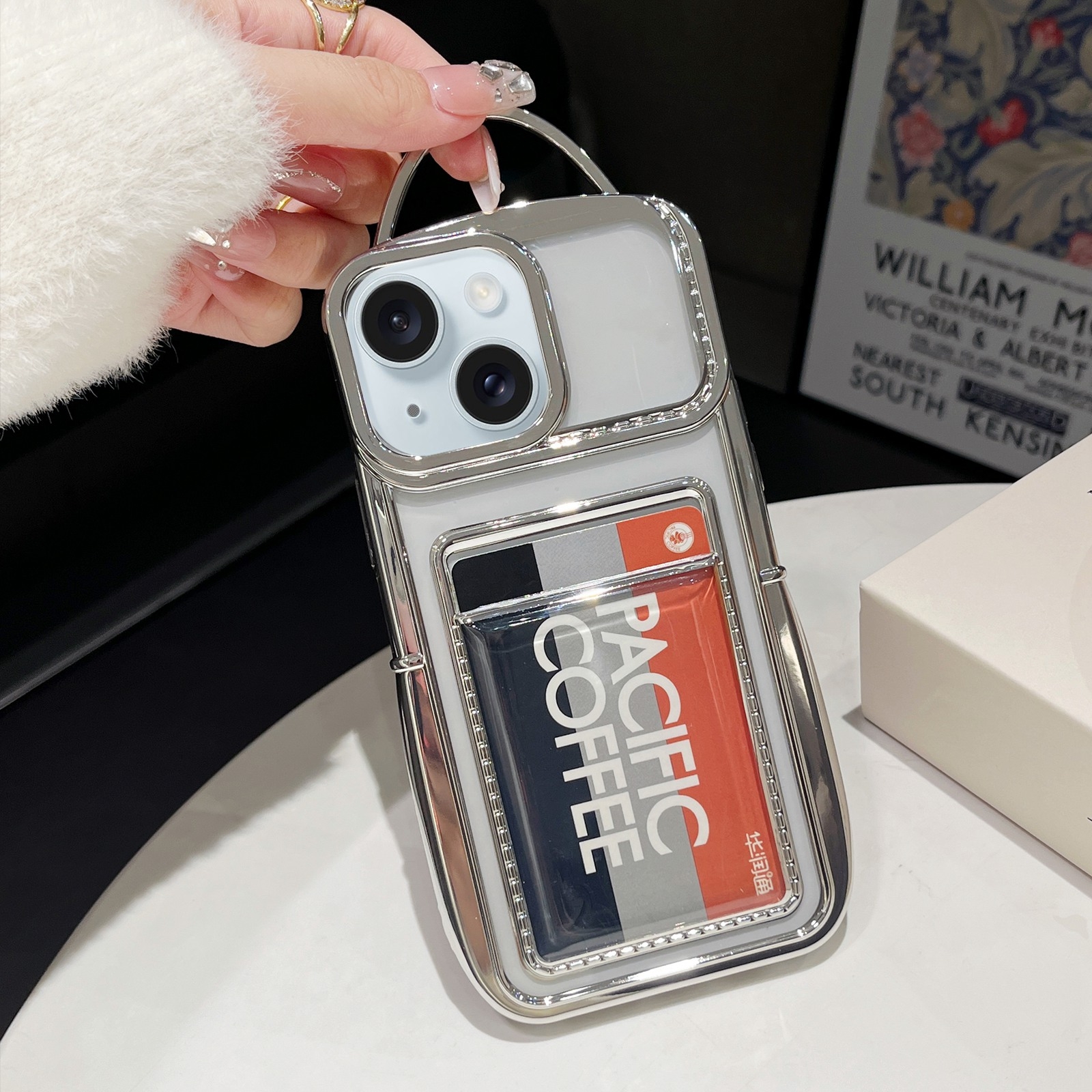 For iPhone 15 Electroplated Clear Card Slot TPU Phone Case(Silver) - Shopkiz.com