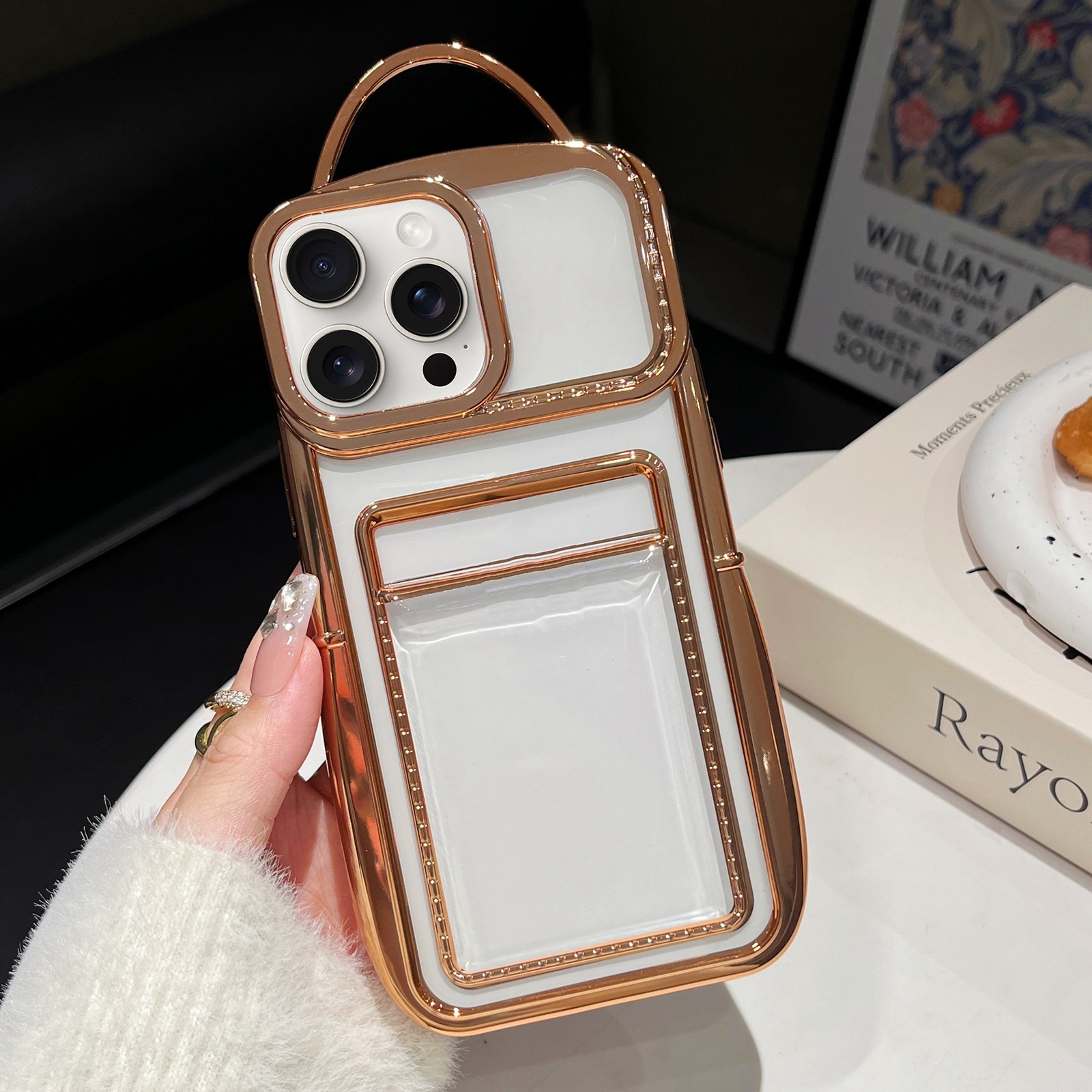 For iPhone 13 Pro Max Electroplated Clear Card Slot TPU Phone Case(Gold) - Shopkiz.com