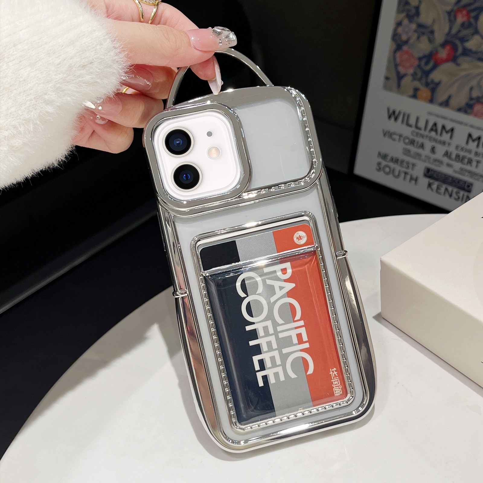 For iPhone 11 Electroplated Clear Card Slot TPU Phone Case(Silver) - Shopkiz.com