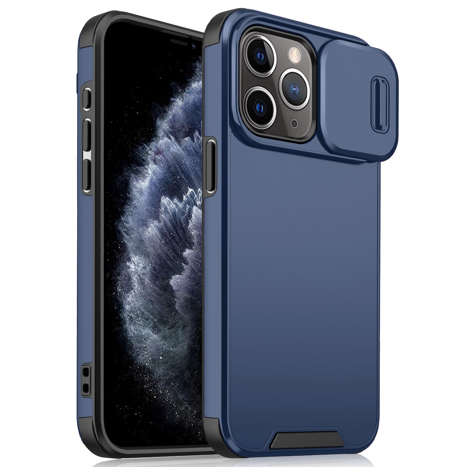 For iPhone 11 Pro Max Sliding Camshield TPU + PC Phone Case(Blue) - Shopkiz.com