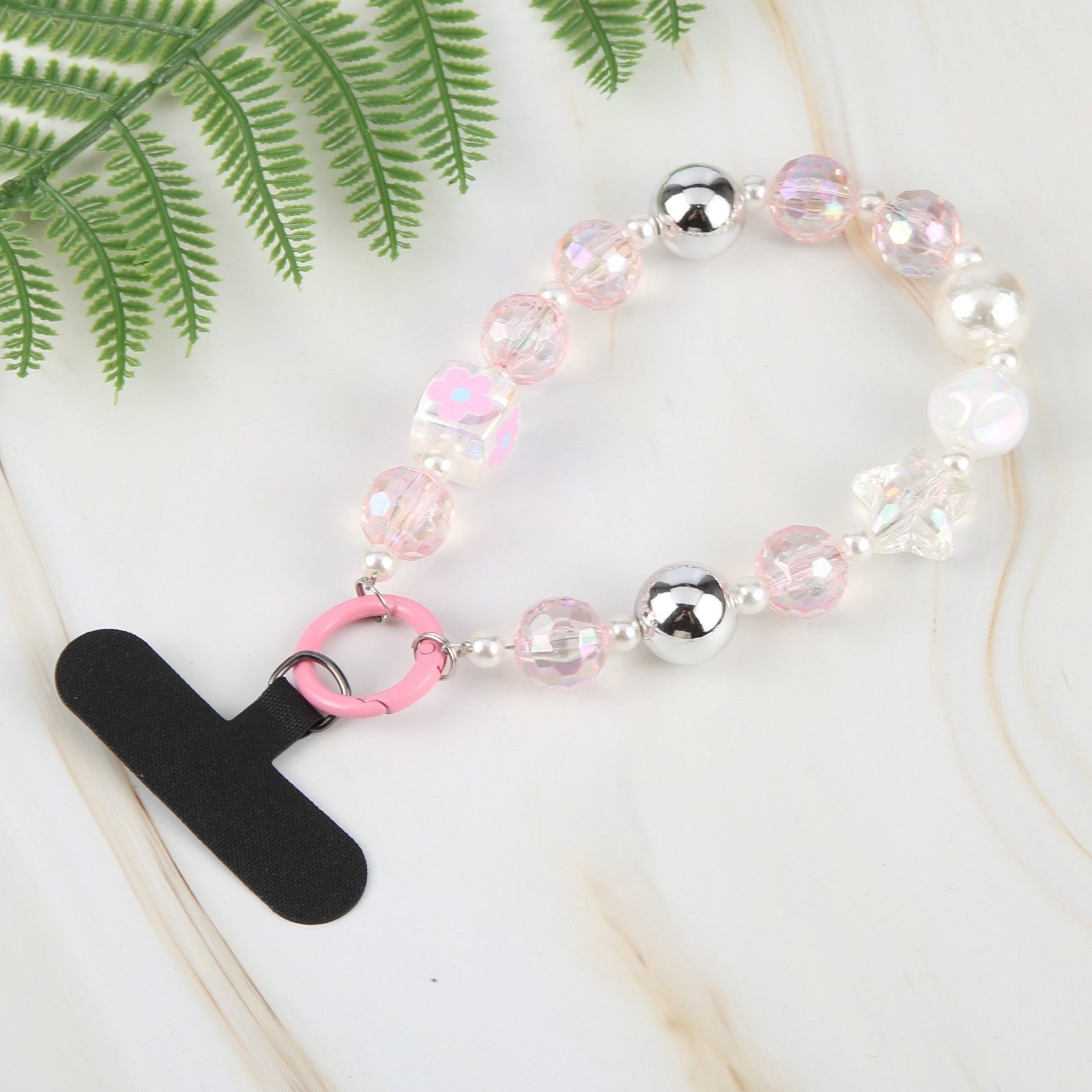 Mobile Phone Anti-lost Star Bead Chain Short Lanyard(Pink) - Shopkiz.com