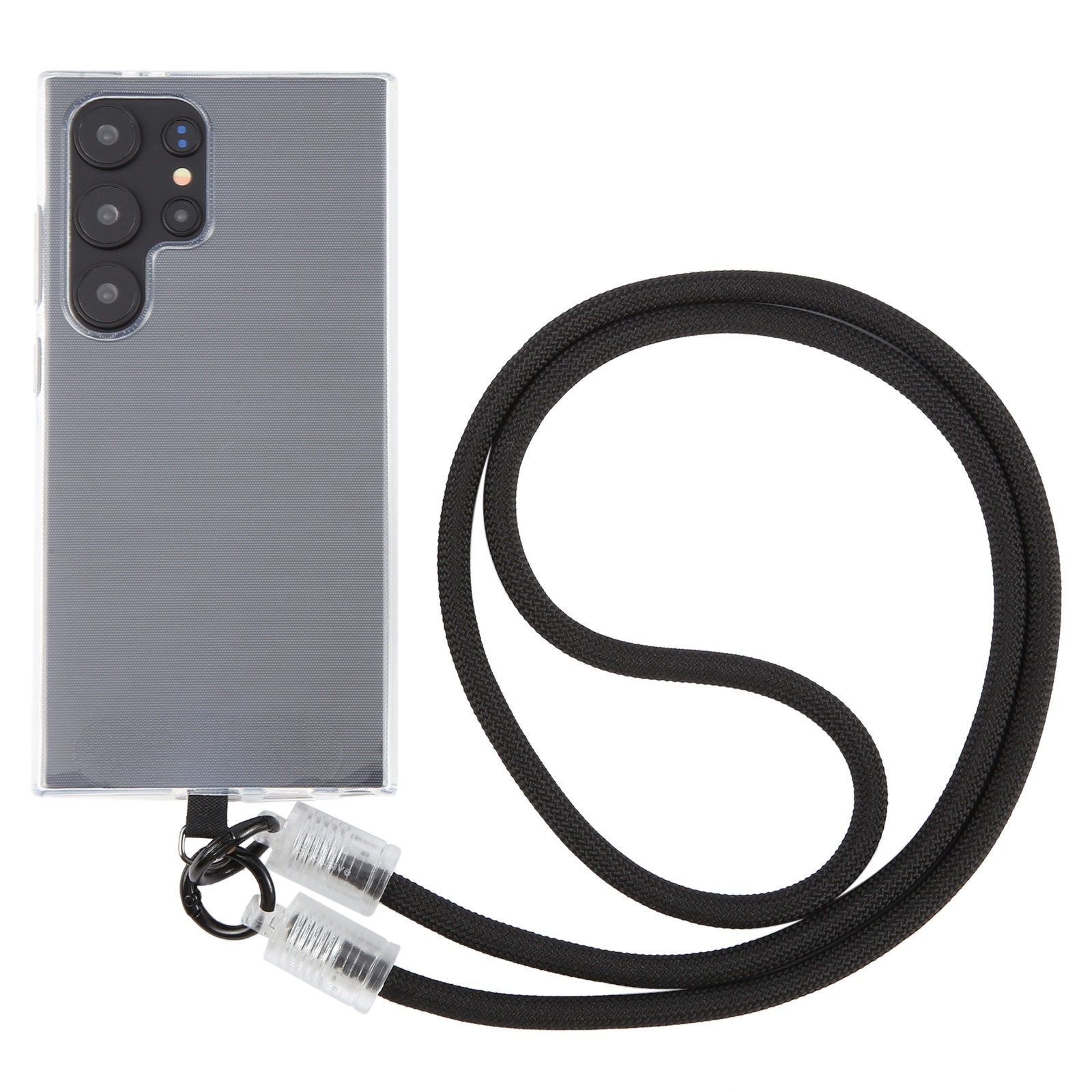 Transparent Buckle Anti-lost Strap Phone Crossbody Long Lanyard(Black) - Shopkiz.com