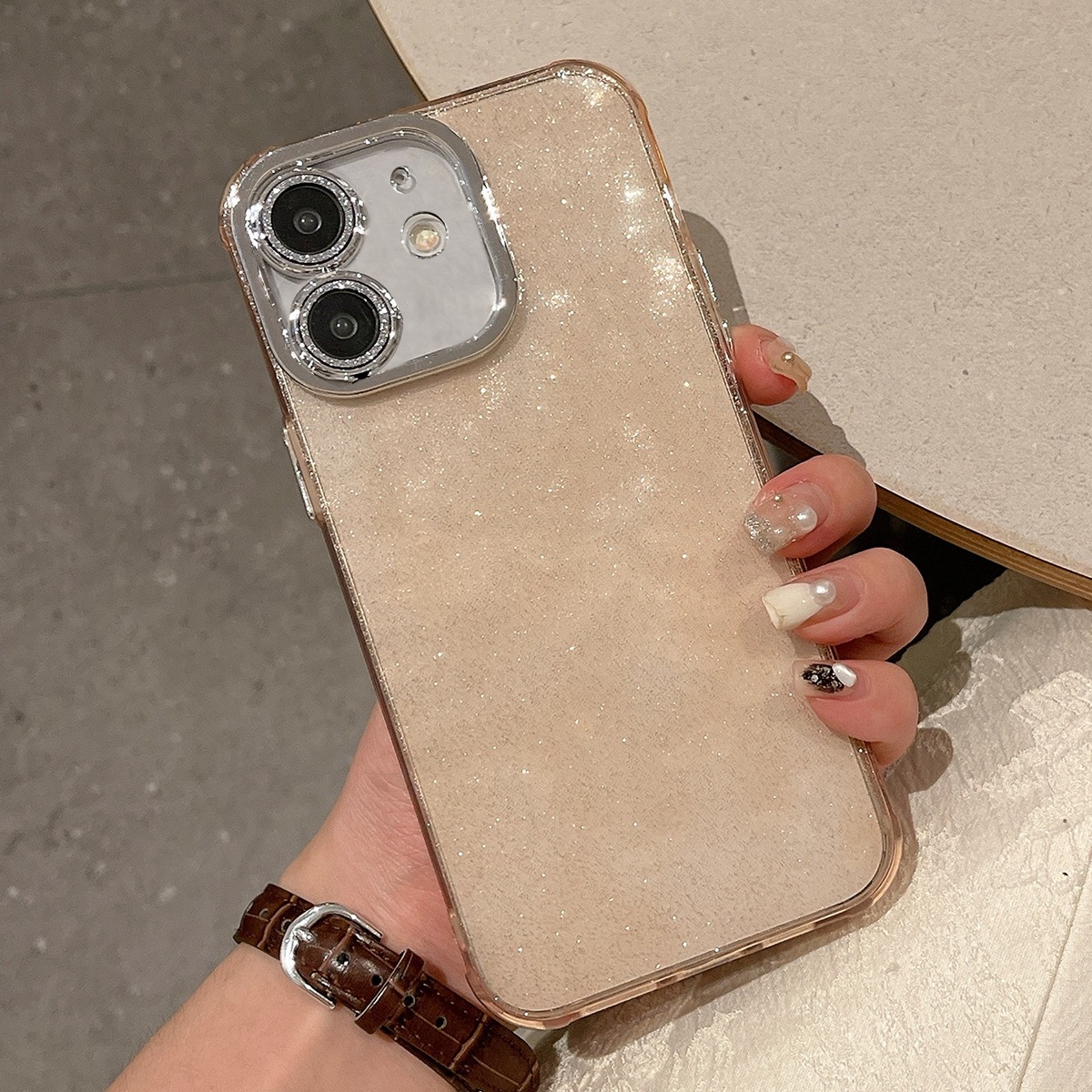 For iPhone 11 Ripple Glitter PC Hybrid TPU Phone Case(Pink) - Shopkiz.com